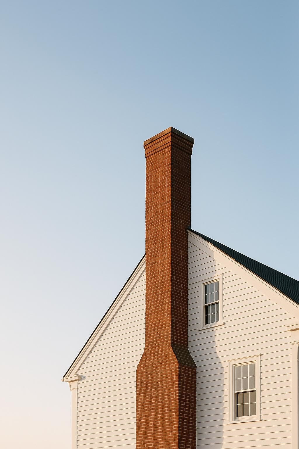 Brick chimney on a colonial house (illustration)